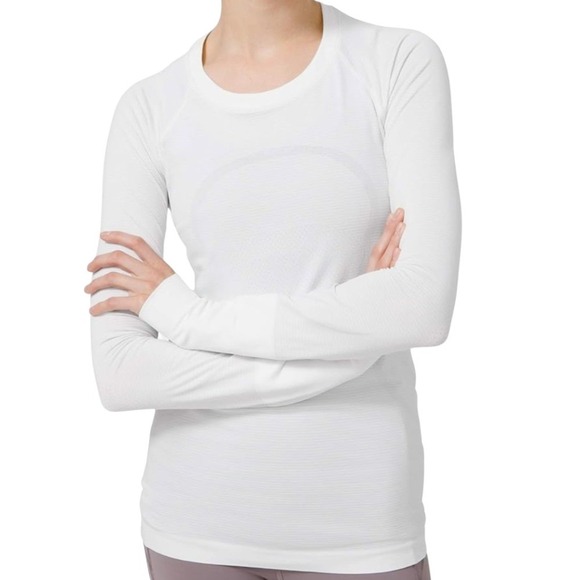 lululemon athletica Tops - Lululemon Swiftly Tech Long Sleeve Women's White Athletic Top Shirt Size 10